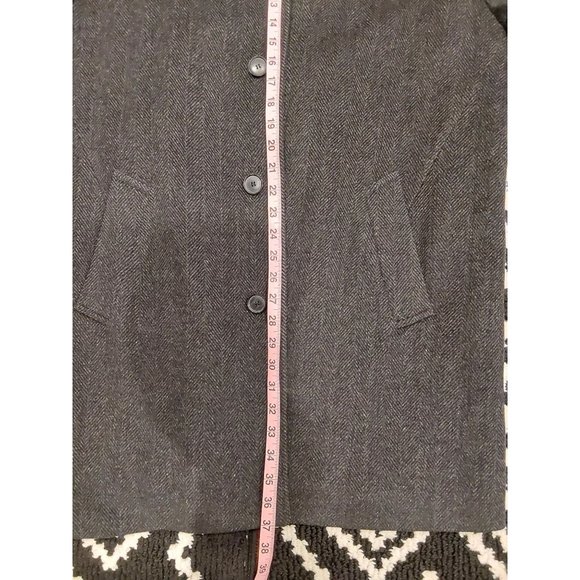 Black Brown 1826 Men's Wool Cashmere Mid Length Herringbone Overcoat Size XL - Picture 8 of 12
